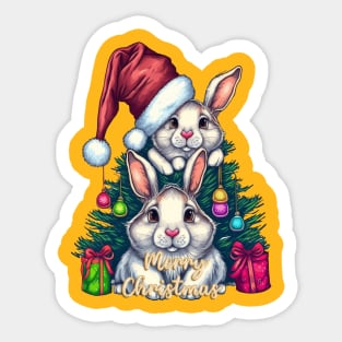 Merry Christmas Bunny Rabbit Squad Sticker